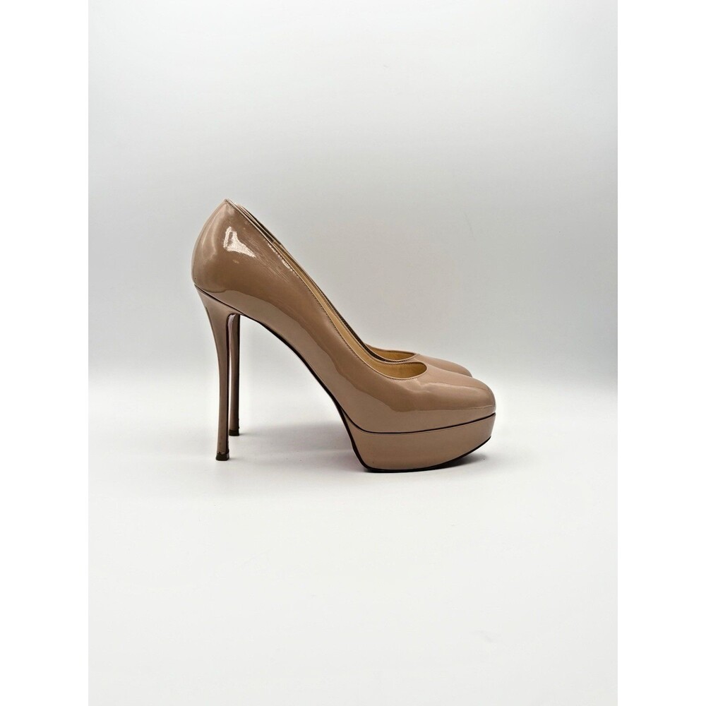 Christian Louboutin Bianca 140 Nude Patent Leather Platform Heels Size EU 39.5